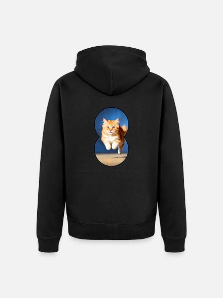 Running cat 6 - Unisex Premium Bio Zip Hoodie - Schwarz