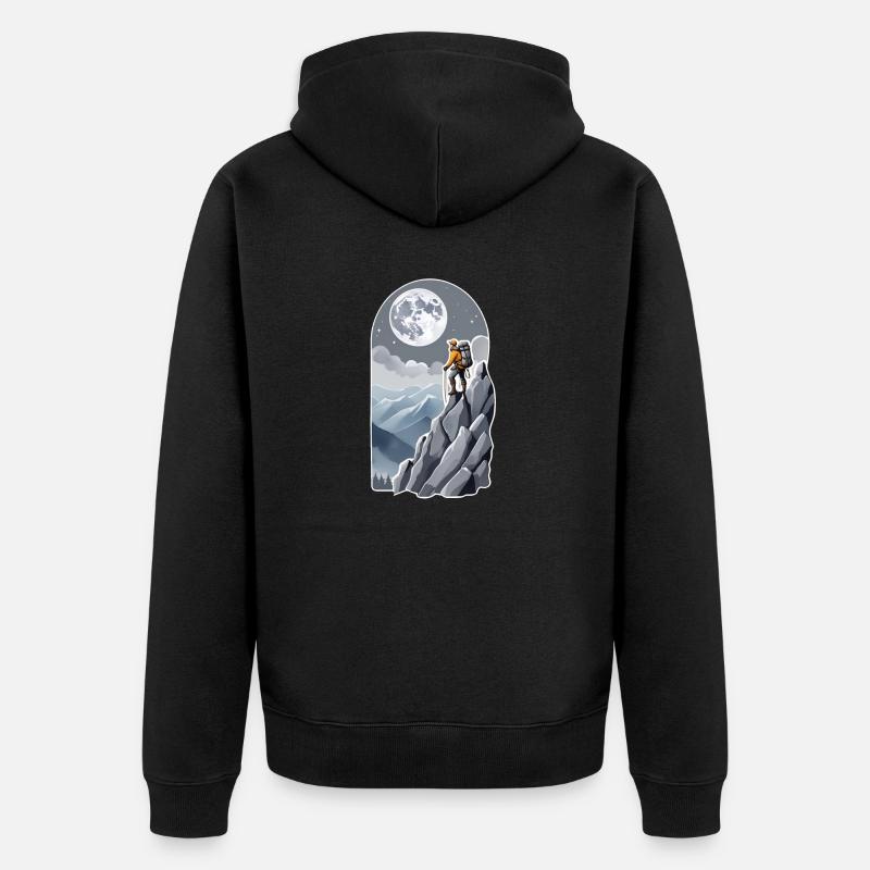 escalade - lune - espace - Veste à capuche bio Premium Unisexe - noir