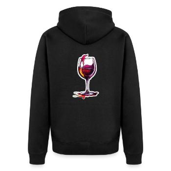 Wein / Trauben / Alkohol / trinken / Genießen - Unisex Premium Bio Zip Hoodie - Schwarz - Hinten - Nico (187cm)