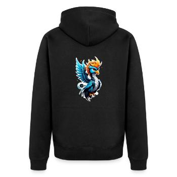 Phönix - Phönix - Feuervogel - Unisex Premium Bio Zip Hoodie - Schwarz - Hinten - Nico (187cm)