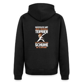 Hund Jacke Russell - Unisex Premium Bio Zip Hoodie - Schwarz - Hinten - Nico (187cm)