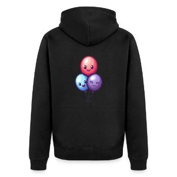 Ballons für Kinder - Unisex Premium Bio Zip Hoodie - Schwarz - Hinten - Nico (187cm)