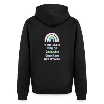 lustiger Spruch sarkastisch Ray of Sunshine - Unisex Premium Bio Zip Hoodie - Schwarz - Hinten - Nico (187cm)