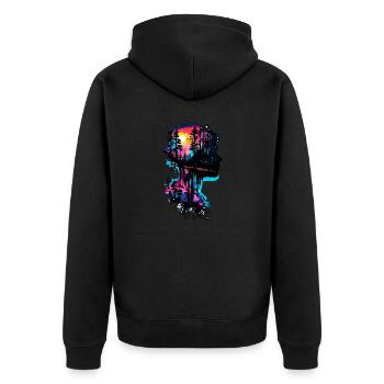 Silhouette / Forest / Portrait / Trees / Person - Unisex Premium Organic Zip Hoodie - black - Back - Nico (187cm)