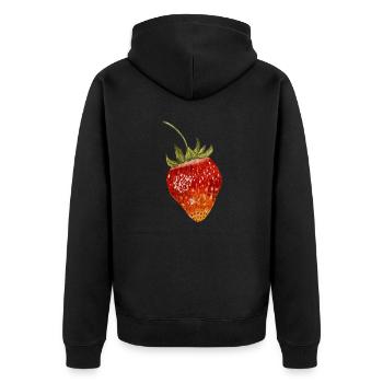 Erdbeer-Aquarell - Unisex Premium Bio Zip Hoodie - Schwarz - Hinten - Nico (187cm)