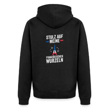 French French France - Unisex Premium Organic Zip Hoodie - black - Back - Nico (187cm)