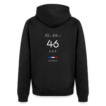 Life is better in LOT Number 46 Quercy Occitanie - Veste à capuche bio Premium Unisexe - noir - Dos - Nico (187cm)