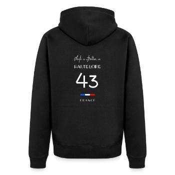 Life is better in HAUTE-LOIRE Number 43 Auvergne - Unisex Premium Organic Zip Hoodie - black - Back - Nico (187cm)