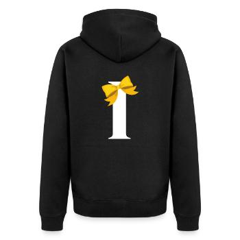 Letter i yellow knot - Unisex Premium Organic Zip Hoodie - black - Back - Nico (187cm)