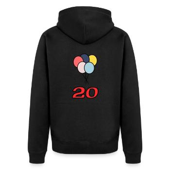 20. 20 ANS. 20e ANNIVERSAIRE. ANNIVERSAIRE 20 ANS. - Veste à capuche bio Premium Unisexe - noir - Dos - Nico (187cm)