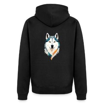 Husky Vector Art with Vibrant Colour Illustration - Unisex Premium Organic Zip Hoodie - black - Back - Nico (187cm)