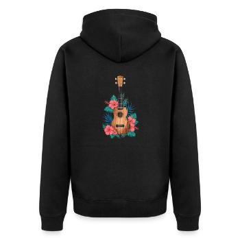 Cartoon Ukulele - Unisex Premium Organic Zip Hoodie - black - Back - Nico (187cm)