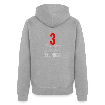 3 Zylinder - Unisex Premium Bio Zip Hoodie - Grau meliert - Hinten - Nico (187cm)