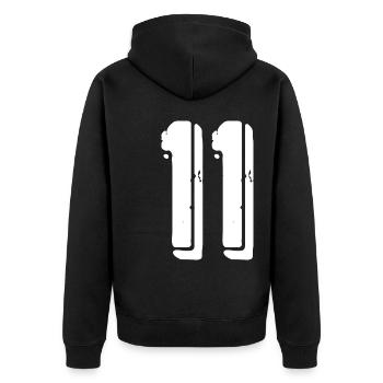 11 Zahl Trikot - Unisex Premium Bio Zip Hoodie - Schwarz - Hinten - Nico (187cm)