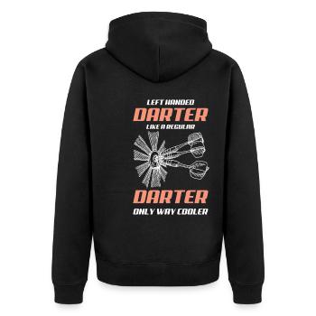 dart darter - Unisex Premium Bio Zip Hoodie - Schwarz - Hinten - Nico (187cm)
