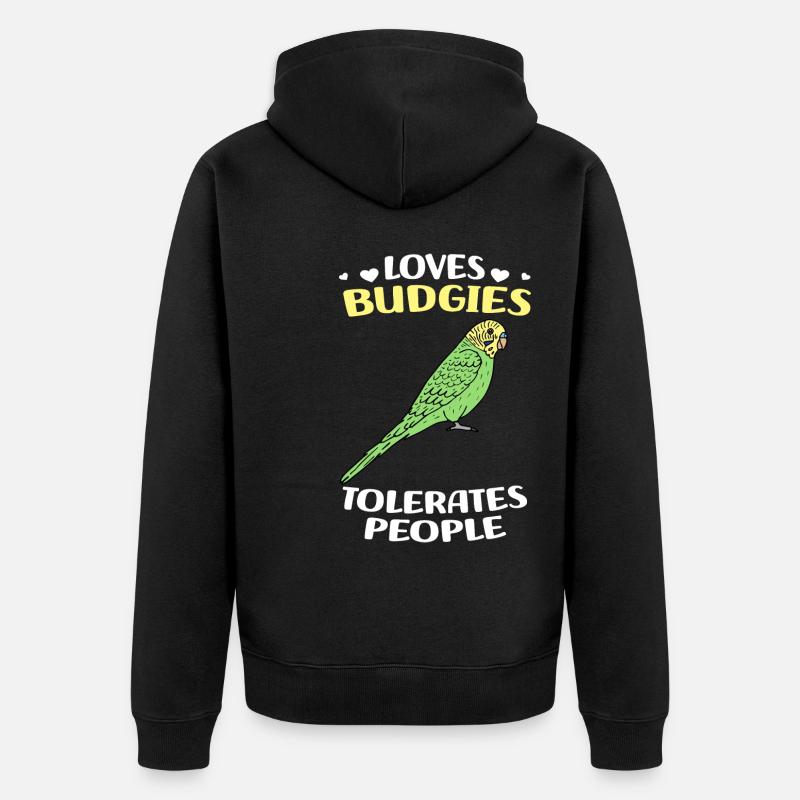 Oiseau Budgerigar - Veste à capuche bio Premium Unisexe - noir