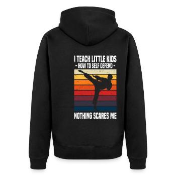 Tang Soo Do Kämpfer | Koreanisch Kämpfen Geschenke - Unisex Premium Bio Zip Hoodie - Schwarz - Hinten - Nico (187cm)
