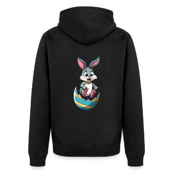 Happy Easter - Easter Bunny - Easter Egg - Cartoon - Unisex Premium Organic Zip Hoodie - black - Back - Nico (187cm)