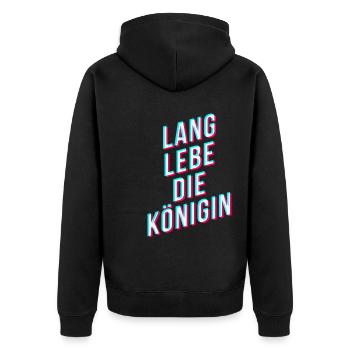 lang lebe die königin - Tik Tok Style - Unisex Premium Bio Zip Hoodie - Schwarz - Hinten - Nico (187cm)