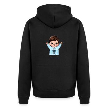 IT S A BOY - Unisex Premium Bio Zip Hoodie - Schwarz - Hinten - Nico (187cm)