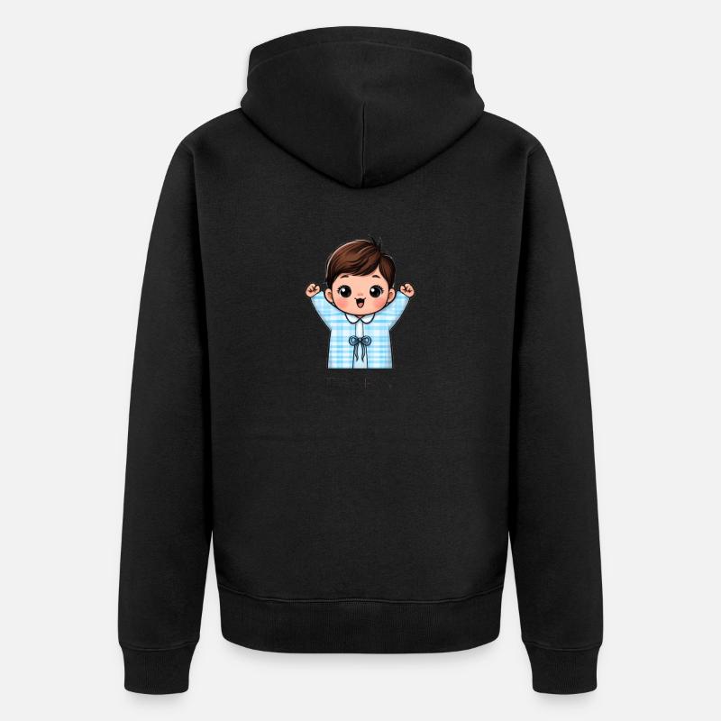 IT S A BOY - Unisex Premium Bio Zip Hoodie - Schwarz