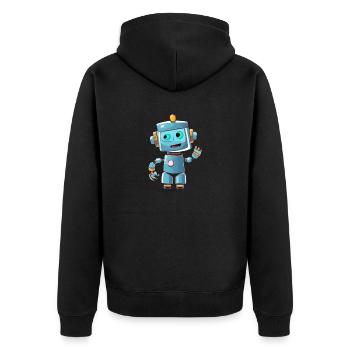 Roboter versucht menschliche Gefühle zu verstehen - Unisex Premium Bio Zip Hoodie - Schwarz - Hinten - Nico (187cm)