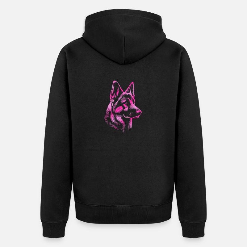 Deutscher Schäferhund Kopf pink - Unisex Premium Bio Zip Hoodie - Schwarz