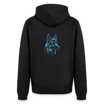 German Shepherd Head Blue - Unisex Premium Organic Zip Hoodie - black - Back - Nico (187cm)