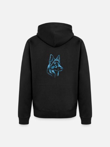 German Shepherd Head Blue - Unisex Premium Organic Zip Hoodie - black