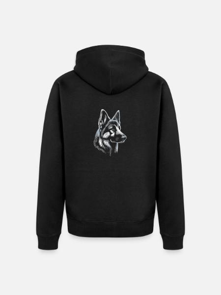 Deutscher Schäferhund Kopf silber - Unisex Premium Bio Zip Hoodie - Schwarz