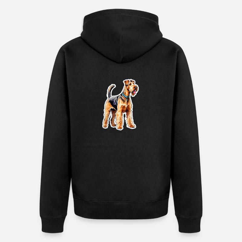 Airedale Terrier Wasserfarben - Unisex Premium Bio Zip Hoodie - Schwarz