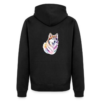 Siberian Husky Watercolors - Unisex Premium Organic Zip Hoodie - black - Back - Nico (187cm)