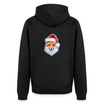 Fuchs Weihnachten Wasserfarben - Unisex Premium Bio Zip Hoodie - Schwarz - Hinten - Nico (187cm)