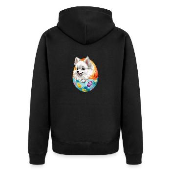 Poméranien Poméranien Aquarelle de Pâques - Veste à capuche bio Premium Unisexe - noir - Dos - Nico (187cm)