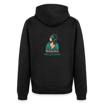 Feminism Saying Gift Vintage Emancipation - Unisex Premium Organic Zip Hoodie - black - Back - Nico (187cm)