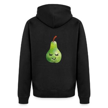 birne - Unisex Premium Bio Zip Hoodie - Schwarz - Hinten - Nico (187cm)