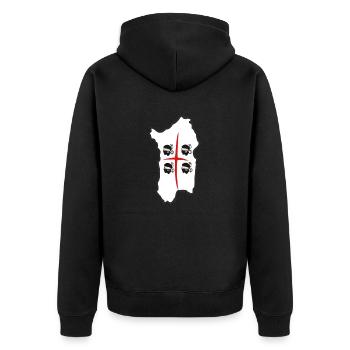 4 Mori Isola Bianco - Unisex Premium Bio Zip Hoodie - Schwarz - Hinten - Nico (187cm)