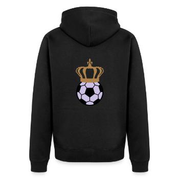 Fußball Kaiser - Fussball 3farbig - Unisex Premium Bio Zip Hoodie - Schwarz - Hinten - Nico (187cm)