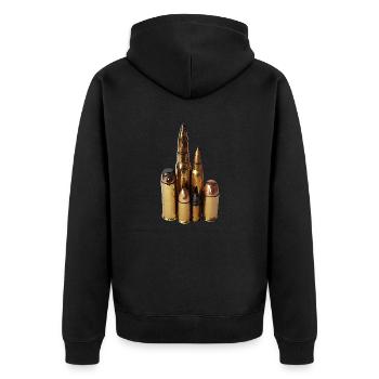 Patronen - Unisex Premium Bio Zip Hoodie - Schwarz - Hinten - Nico (187cm)