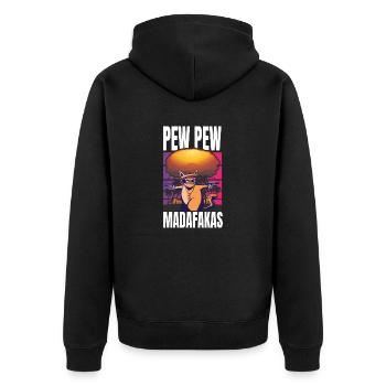 Pew Pew Idée cadeau drôle de chat drôle de chat - Veste à capuche bio Premium Unisexe - noir - Dos - Nico (187cm)