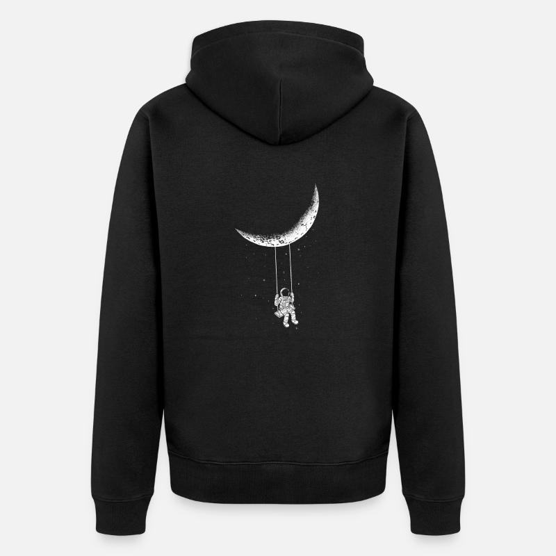 Lune Balançoire Astronaute Espace - Veste à capuche bio Premium Unisexe - noir