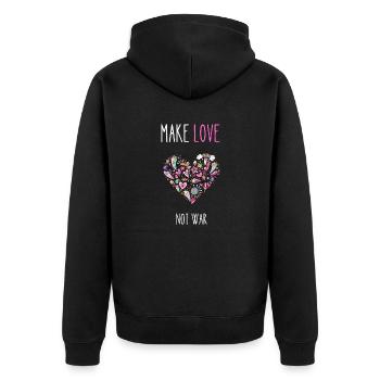 Make Love not war - Unisex Premium Organic Zip Hoodie - black - Back - Nico (187cm)