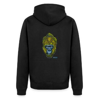 Gorilla - Unisex Premium Bio Zip Hoodie - Schwarz - Hinten - Nico (187cm)