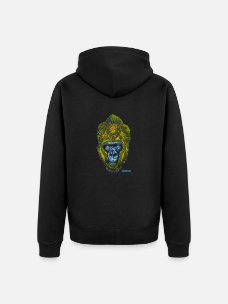 Gorilla - Unisex Premium Bio Zip Hoodie - Schwarz