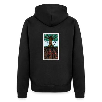 DerBaum - Unisex Premium Bio Zip Hoodie - Schwarz - Hinten - Nico (187cm)