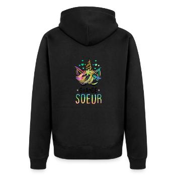 Licorne Filles Future grande soeur en 2023 Cadeau - Veste à capuche bio Premium Unisexe - noir - Dos - Nico (187cm)