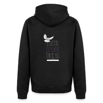 Faith trust loyal - Unisex Premium Bio Zip Hoodie - Schwarz - Hinten - Nico (187cm)