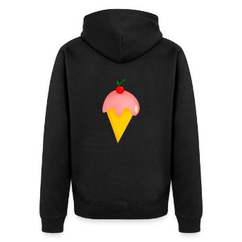 ERDBEERKIRSCH-EISCREME - Unisex Premium Bio Zip Hoodie - Schwarz - Hinten - Nico (187cm)