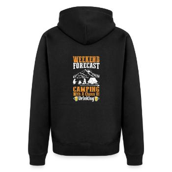 Weekend Forecast Camping With A Chance Of Drinking - Unisex Premium Organic Zip Hoodie - black - Back - Nico (187cm)