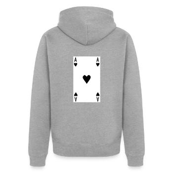 Ace Heart - Photo - Veste à capuche bio Premium Unisexe - gris chiné - Dos - Nico (187cm)